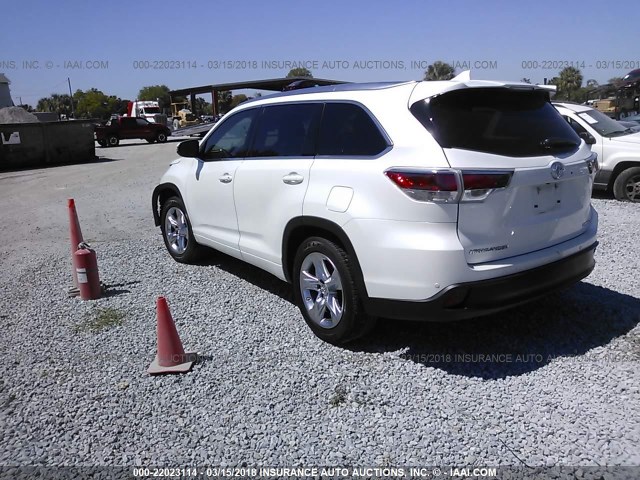 5TDYKRFH6FS075192 - 2015 TOYOTA HIGHLANDER LIMITED/LTD PLATINUM WHITE photo 3