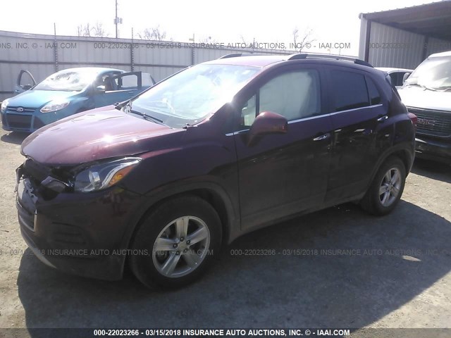 3GNCJLSB9HL140208 - 2017 CHEVROLET TRAX 1LT MAROON photo 2