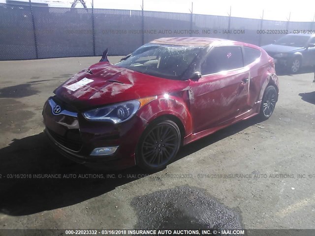 KMHTC6AD0DU142383 - 2013 HYUNDAI VELOSTER RED photo 2