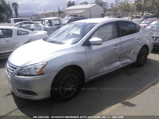 3N1AB7AP0FY256899 - 2015 NISSAN SENTRA S/SV/SR/SL SILVER photo 2