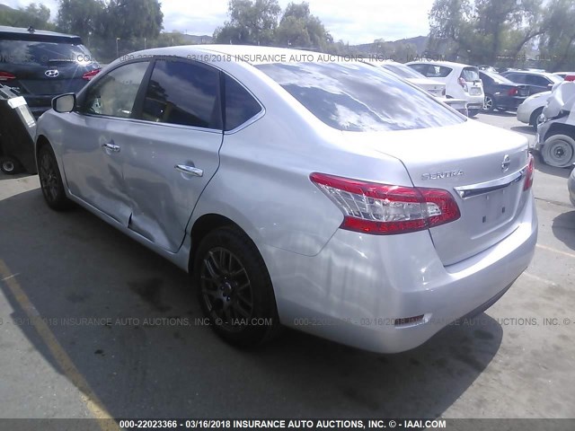 3N1AB7AP0FY256899 - 2015 NISSAN SENTRA S/SV/SR/SL SILVER photo 3