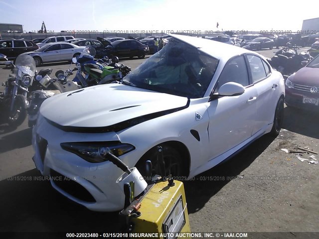 ZARFAEAV7J7570008 - 2018 ALFA ROMEO GIULIA QUADRIFOGLIO WHITE photo 2