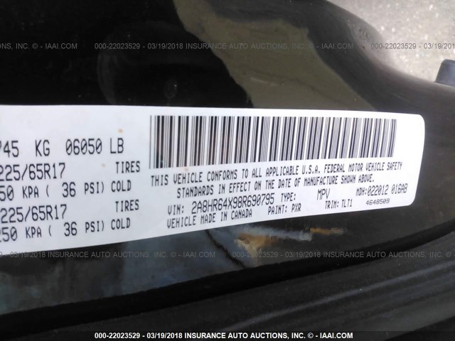 2A8HR64X98R690795 - 2008 CHRYSLER TOWN & COUNTRY LIMITED BLACK photo 9