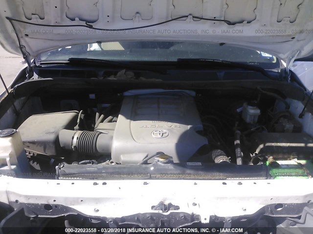 5TFRM5F1XAX004798 - 2010 TOYOTA TUNDRA DOUBLE CAB SR5 WHITE photo 10