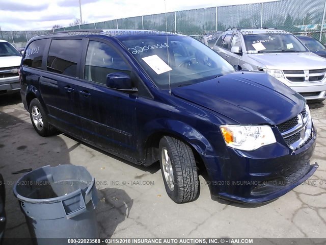 2C4RDGCG4CR406239 - 2012 DODGE GRAND CARAVAN SXT BLUE photo 1