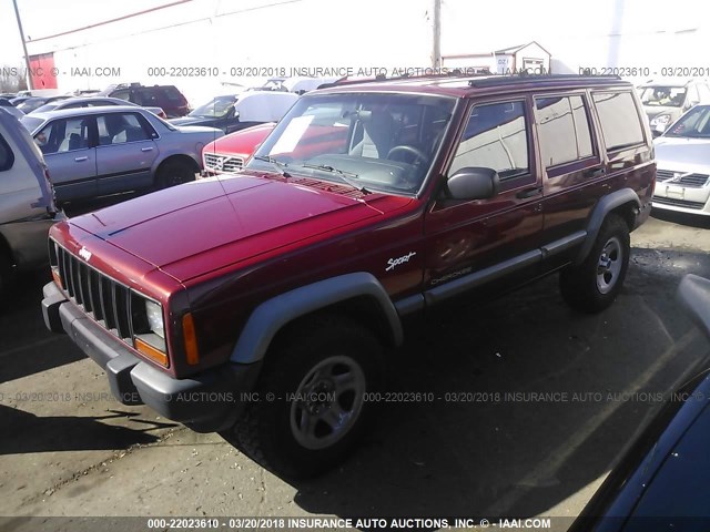 1J4FJ68SXWL217055 - 1998 JEEP CHEROKEE SPORT/CLASSIC ბურგუნდია ფოტო 2