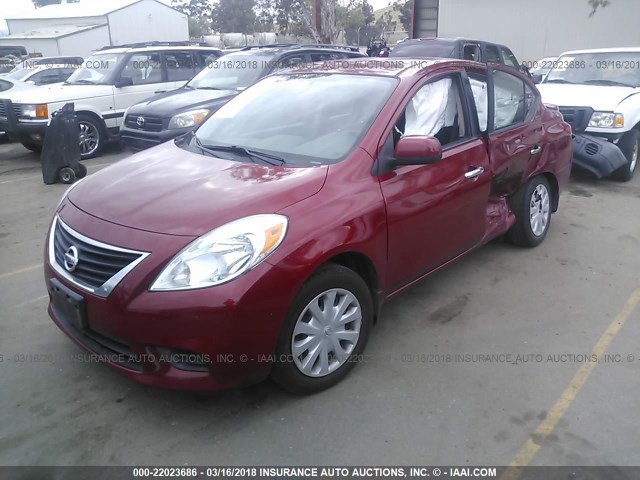 3N1CN7AP0DL862665 - 2013 NISSAN VERSA S/S PLUS/SV/SL RED photo 2