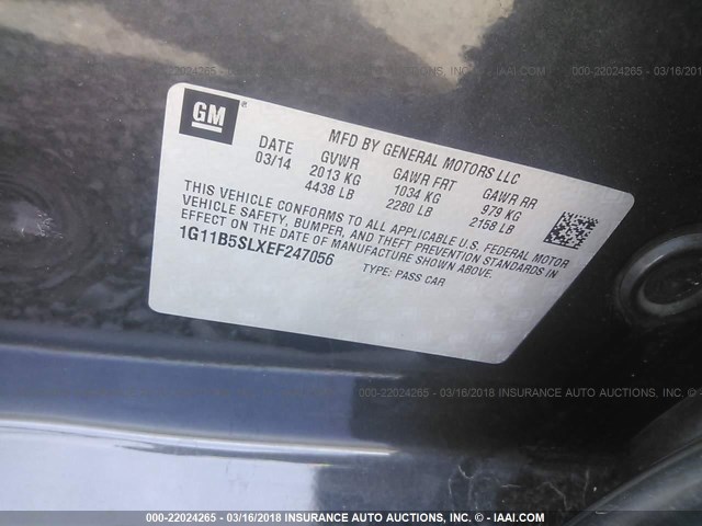 1G11B5SLXEF247056 - 2014 CHEVROLET MALIBU LS 棕色 照片 9