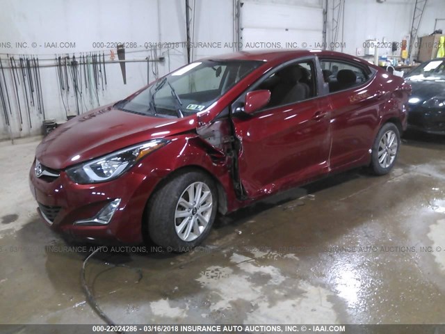 5NPDH4AE6EH539387 - 2014 HYUNDAI ELANTRA SE/SPORT/LIMITED RED photo 2