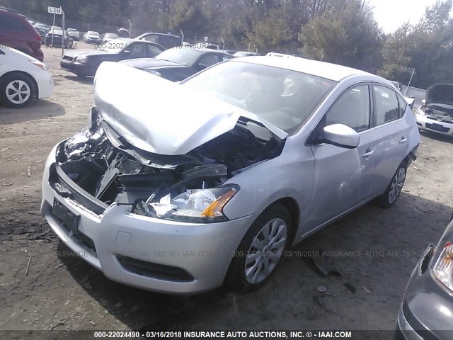 3N1AB7AP9EY236259 - 2014 NISSAN SENTRA S/SV/SR/SL SILVER photo 2