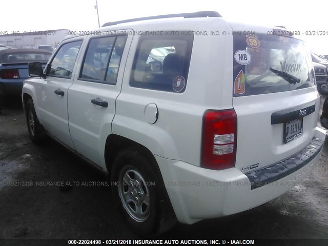 1J8FT28B59D152793 - 2009 JEEP PATRIOT SPORT WHITE photo 3