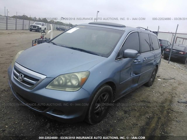 5FNRL38715B070570 - 2005 HONDA ODYSSEY EXL ლურჯი ფოტო 2