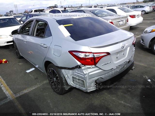 5YFBURHEXFP201694 - 2015 TOYOTA COROLLA L/LE/LE PLS/PRM/S/S PLS SILVER photo 3