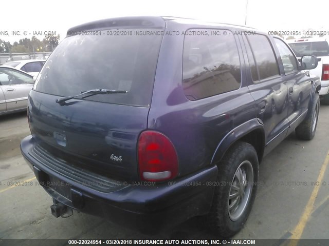 1B4HS28N0YF278878 - 2000 DODGE DURANGO Dark Blue photo 4