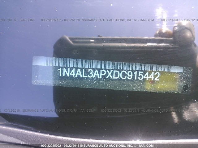 1N4AL3APXDC915442 - 2013 NISSAN ALTIMA 2.5/S/SV/SL BLACK photo 9