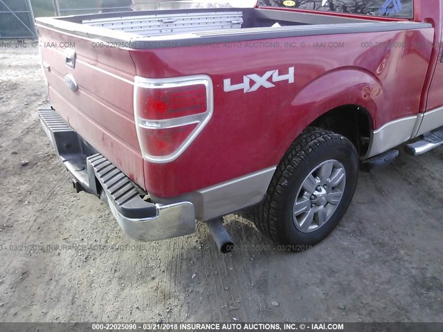 1FTRW14899KA00382 - 2009 FORD F150 SUPERCREW RED photo 6