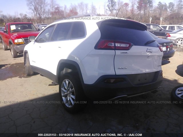 1C4PJMDS3EW129000 - 2014 JEEP CHEROKEE LIMITED WHITE photo 3