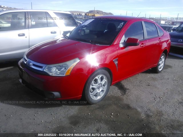 1FAHP35N98W169825 - 2008 FORD FOCUS SE/SEL/SES RED photo 2