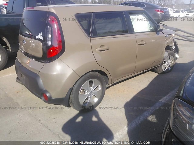 KNDJN2A22F7220953 - 2015 KIA SOUL BROWN photo 4