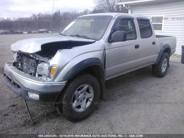 5TEHN72N34Z395738 - 2004 TOYOTA TACOMA DOUBLE CAB SILVER photo 2