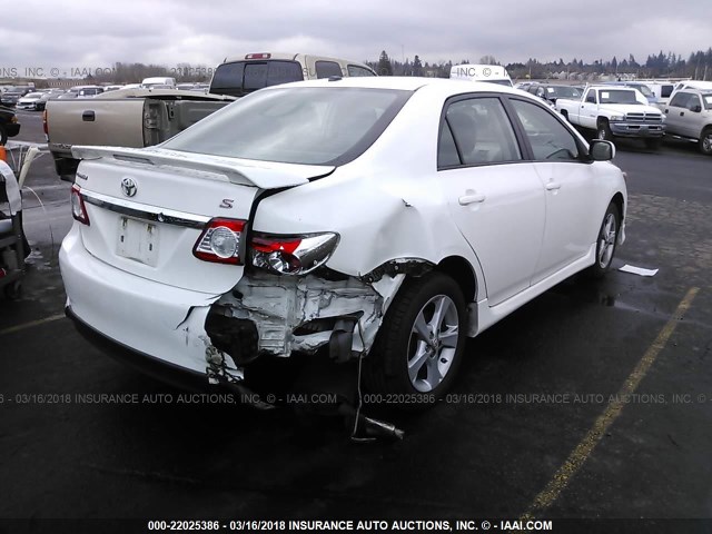 2T1BU4EE1BC617313 - 2011 TOYOTA COROLLA S/LE WHITE photo 4