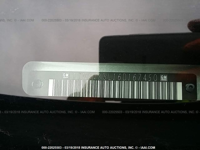 1GNDV23L16D167450 - 2006 CHEVROLET UPLANDER LS SILVER photo 9