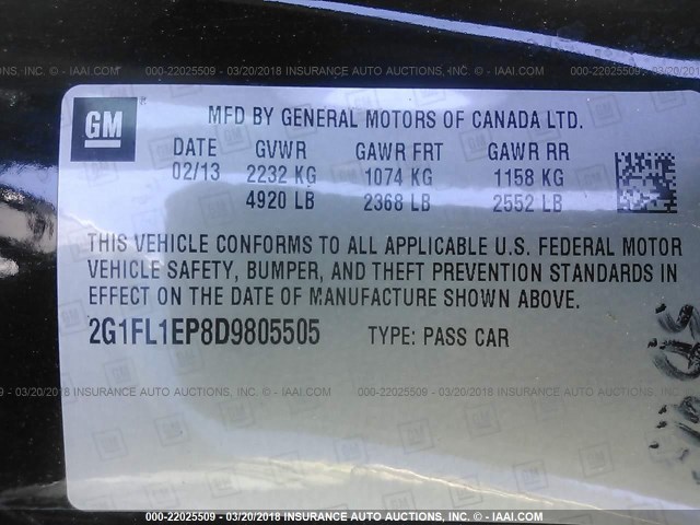 2G1FL1EP8D9805505 - 2013 CHEVROLET CAMARO ZL1 黑色 照片 9