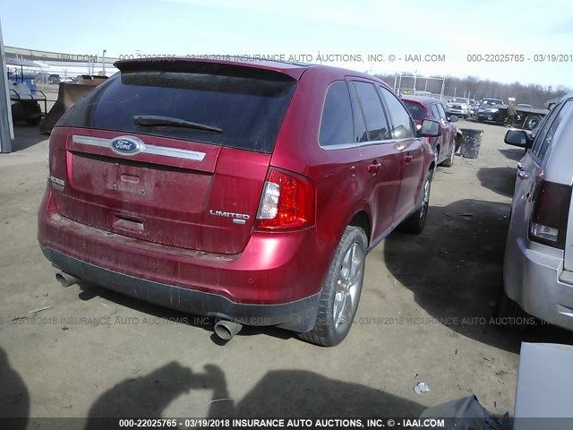 2FMDK4KC8BBA52502 - 2011 FORD EDGE LIMITED RED photo 4