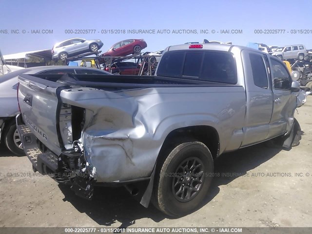 5TFRX5GN8GX073796 - 2016 TOYOTA TACOMA ACCESS CAB/SR/SR5 SILVER photo 4