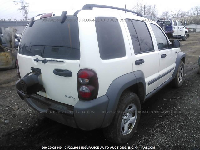 1J4GL48K45W616298 - 2005 JEEP LIBERTY SPORT WHITE photo 4