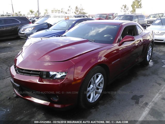 2G1FB1E36E9153372 - 2014 CHEVROLET CAMARO LT RED photo 2