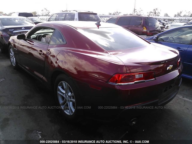 2G1FB1E36E9153372 - 2014 CHEVROLET CAMARO LT RED photo 3