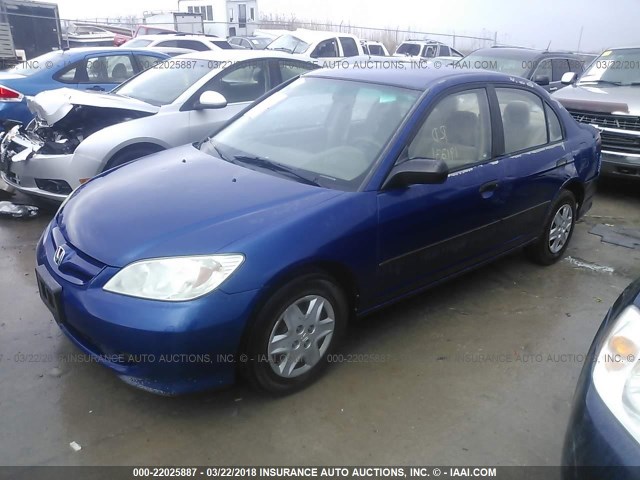 2HGES16355H574816 - 2005 HONDA CIVIC DX VP BLUE photo 2