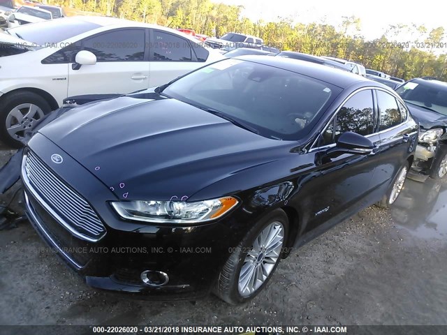 3FA6P0LUXER252369 - 2014 FORD FUSION SE HYBRID BLACK photo 2