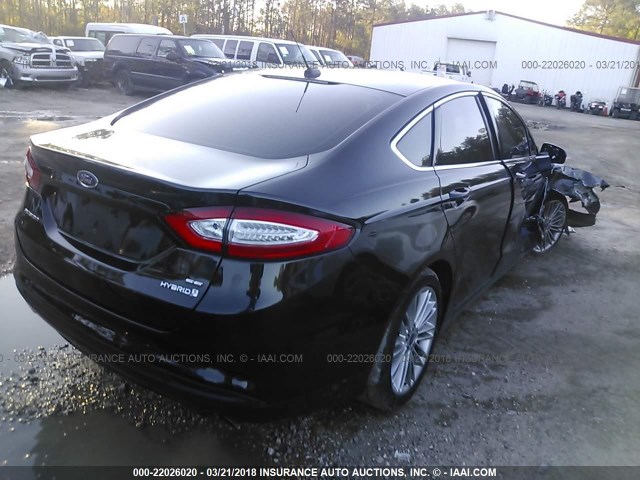 3FA6P0LUXER252369 - 2014 FORD FUSION SE HYBRID BLACK photo 4