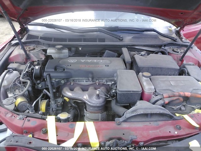 4T1BB46K08U047287 - 2008 TOYOTA CAMRY HYBRID RED photo 10