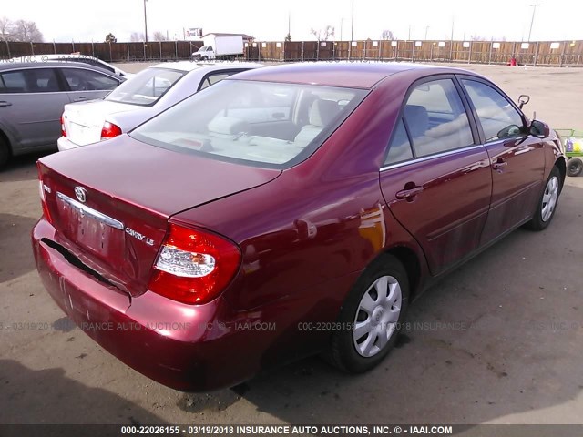 JTDBE32KX20030331 - 2002 TOYOTA CAMRY LE/XLE/SE RED photo 4