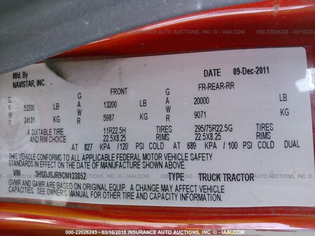 3HSDJSJR9CN133852 - 2012 INTERNATIONAL PROSTAR غير معروف صورة 10