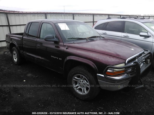 1B7HL2AN71S326982 - 2001 DODGE DAKOTA QUAD MAROON photo 1