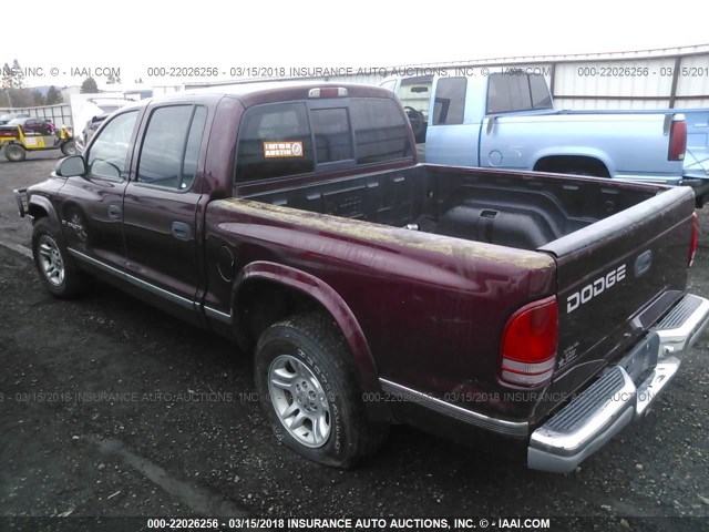 1B7HL2AN71S326982 - 2001 DODGE DAKOTA QUAD MAROON photo 3