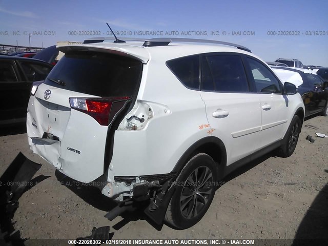 2T3YFREV9FW175166 - 2015 TOYOTA RAV4 LIMITED WHITE photo 4