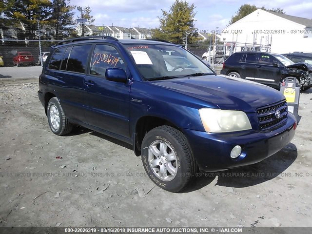 JTEHF21A030117386 - 2003 TOYOTA HIGHLANDER LIMITED BLUE photo 1