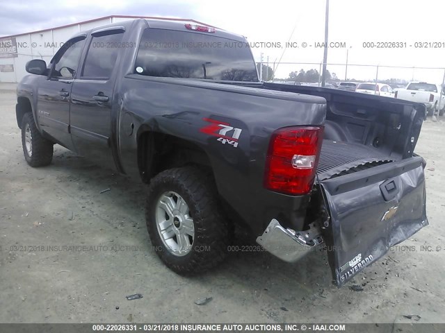 3GCRKSE33AG162542 - 2010 CHEVROLET SILVERADO K1500 LT GRAY photo 3