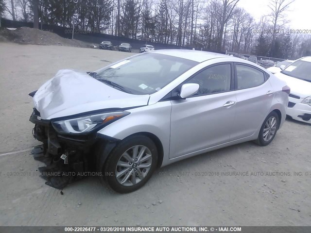 5NPDH4AEXFH597598 - 2015 HYUNDAI ELANTRA SE/SPORT/LIMITED SILVER photo 2