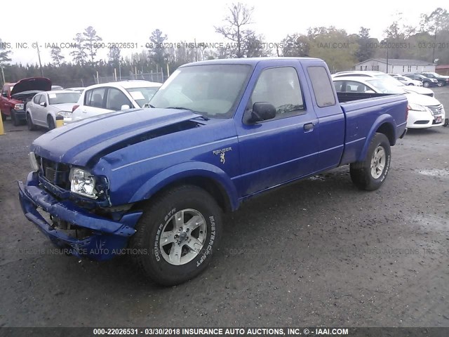 1FTYR14VX2TA64472 - 2002 FORD RANGER SUPER CAB BLUE photo 2