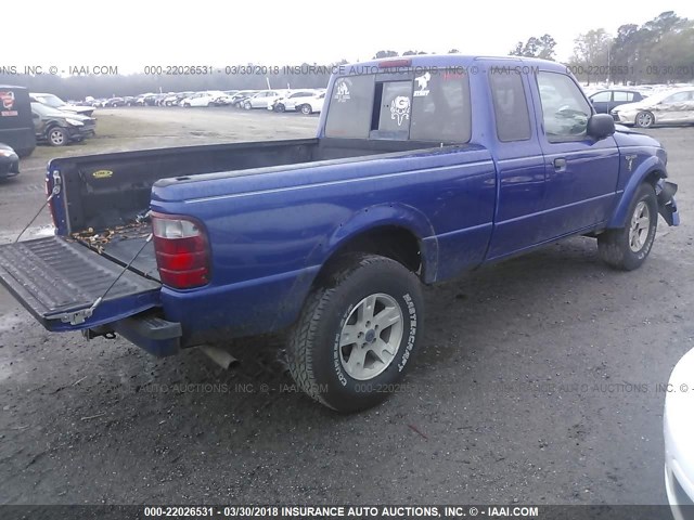 1FTYR14VX2TA64472 - 2002 FORD RANGER SUPER CAB BLUE photo 4