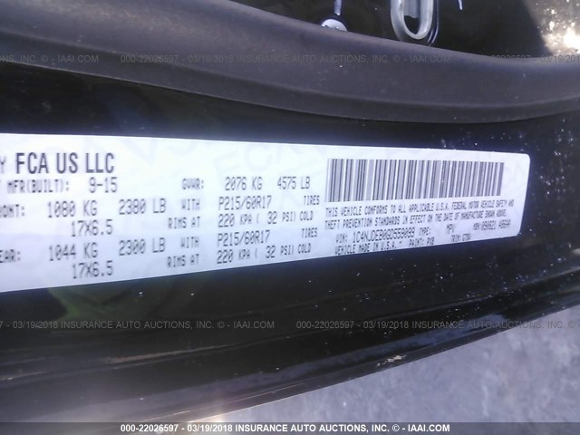 1C4NJDEB0GD559099 - 2016 JEEP COMPASS LATITUDE 黑色 照片 9