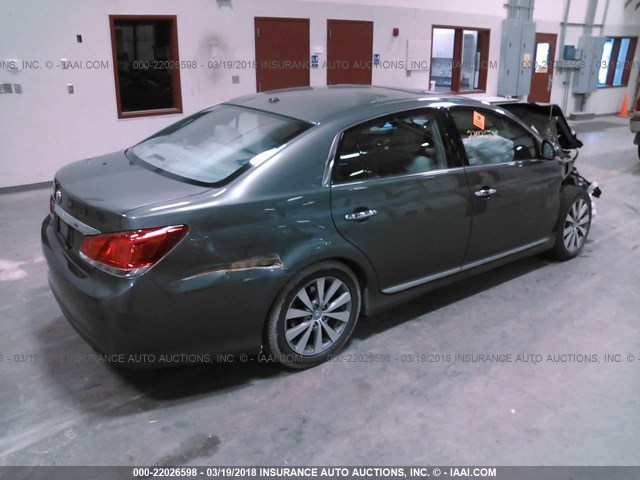 4T1BK3DB1BU422933 - 2011 TOYOTA AVALON LIMITED GREEN photo 4