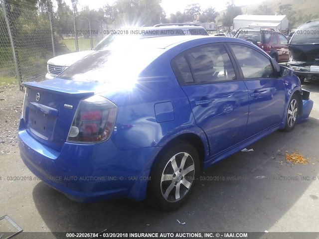 3N1AB6AP5CL739341 - 2012 NISSAN SENTRA 2.0/2.0S/SR/2.0SL BLUE photo 4