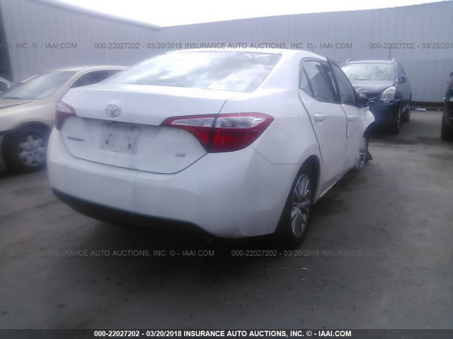 5YFBURHEXEP061046 - 2014 TOYOTA COROLLA L/LE/LE PLS/PRM/S/S PLS WHITE photo 4